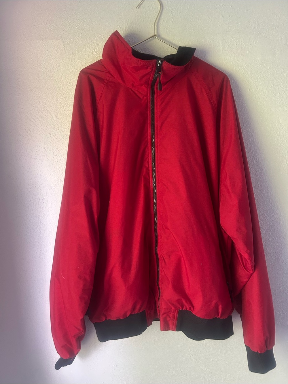 Men's Red Bomber Jacket with Zip Front